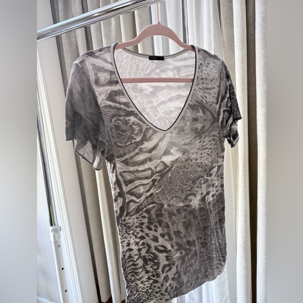 Gray Animal Print Women's Top